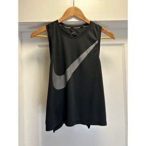 NIKE Running Dry Fit Loose Tank Black and White Large Swoop Size M Tank Top